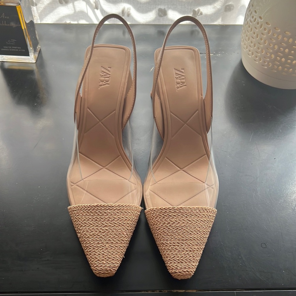 Brand New Zara Slingback Heels in Tan/Nude